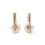 Pearlicious 10mm White Pearl and White Diamond Earring in 18K Gold