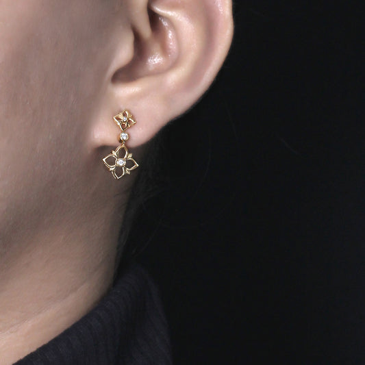 Signature White Diamond 0.10ct 7mm, 11mm Earring in 18K Gold