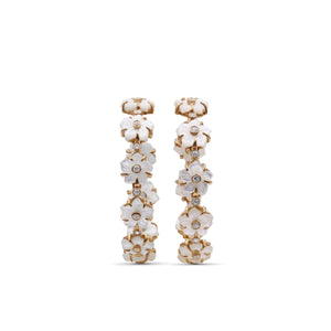 Colorbloom 8mm White Mother of Pearl Flower and White Diamond 0.35ct Earring in 18K Gold