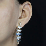 Luxury Aurora Swiss Blue Topaz and 0.30ct Diamond Earring in 18K Gold