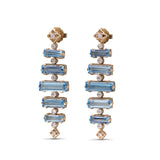 Luxury Aurora Swiss Blue Topaz and 0.30ct Diamond Earring in 18K Gold