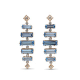 Luxury Aurora Swiss Blue Topaz and 0.30ct Diamond Earring in 18K Gold