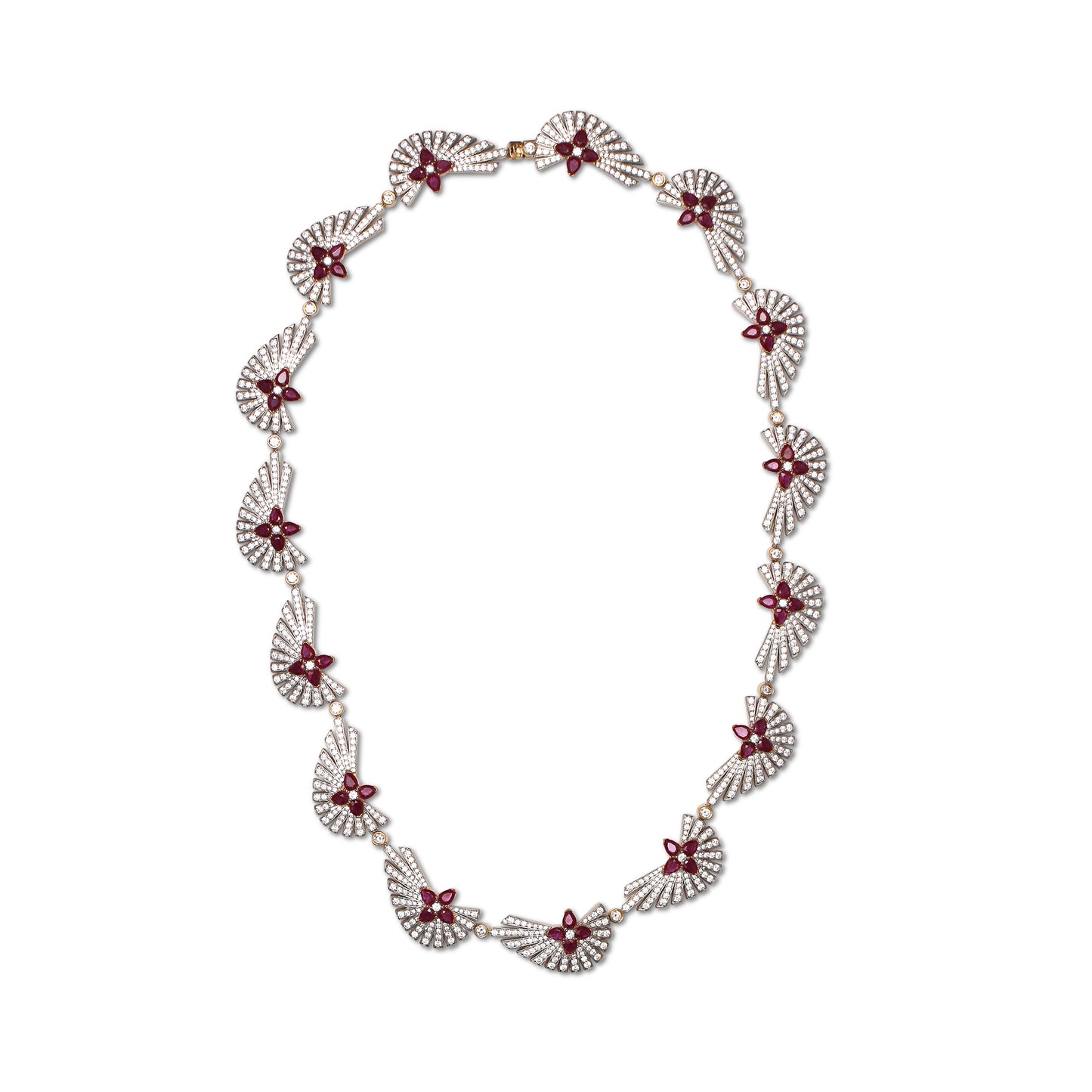 Sunray Ruby 10.20ct and Diamond 13.10ct Necklace in 18K Gold