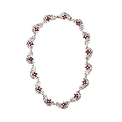 Sunray Ruby 10.20ct and Diamond 13.10ct Necklace in 18K Gold