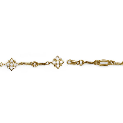Colorbloom 14mm White Mother of Pearl Flower and White Diamond 0.35ct Necklace in 18K Gold