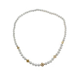 Pearlicious 4-6mm White Pearl and White Diamond 0.10ct Necklace in 18K Gold