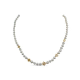 Pearlicious 4-6mm White Pearl and White Diamond 0.10ct Necklace in 18K Gold