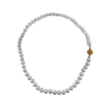 Pearlicious 8mm White Pearl Necklace in with Signature Flower Clasp 18k Gold