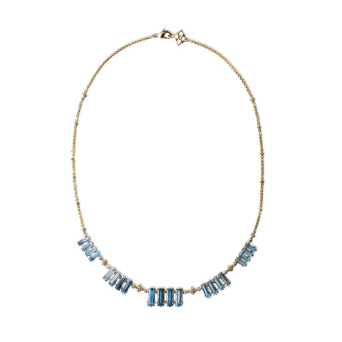 Luxury Aurora Swiss Blue Topaz and Diamond 0.20ct Necklace in 18K Gold