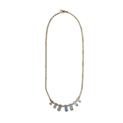 Luxury Aurora Swiss Blue Topaz and 0.05ct Diamond Necklace in 18K Gold