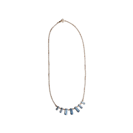 Luxury Aurora Swiss Blue Topaz and 0.05ct Diamond Necklace in 18K Gold