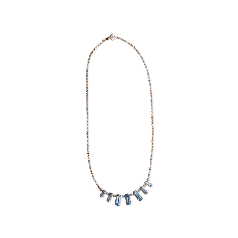 Luxury Aurora Swiss Blue Topaz and 0.05ct Diamond Necklace in 18K Gold