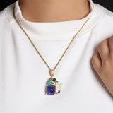 Luxury Tanzanite 17.2ct Opal 2.75ct Emerald 1.3ct Blue Sapphire Tsavorite Chrome Diopide and Diamond 0.20ct Pendant in 18K Gold