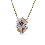 Sunray Ruby 0.80ct and Diamond 1.35ct Pendant in 18K Gold