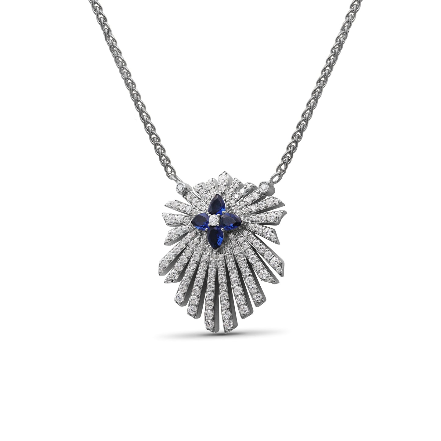 Sunray Sapphire 0.80ct and Diamond 1.35ct Pendant in 18K Gold