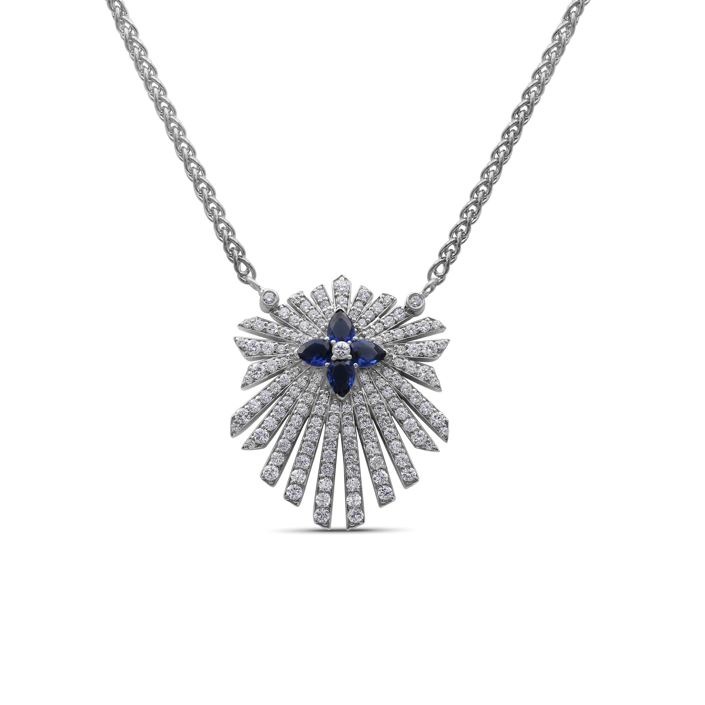 Sunray Sapphire 0.80ct and Diamond 1.35ct Pendant in 18K Gold