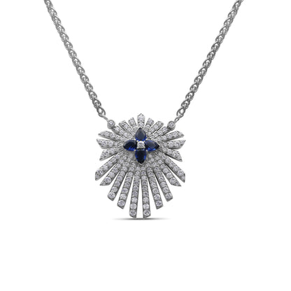 Sunray Sapphire 0.80ct and Diamond 1.35ct Pendant in 18K Gold