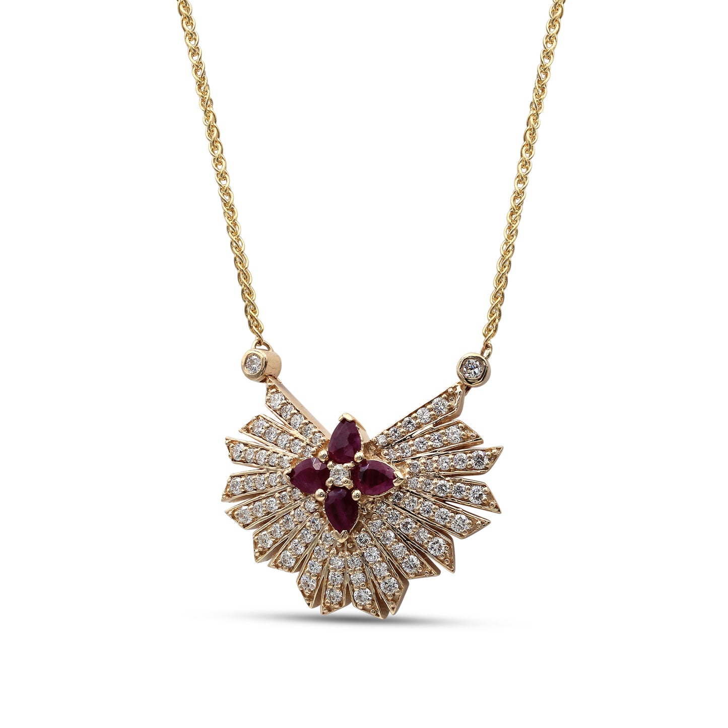 Sunray Ruby 0.68ct and Diamond 0.85ct Pendant in 18K Gold
