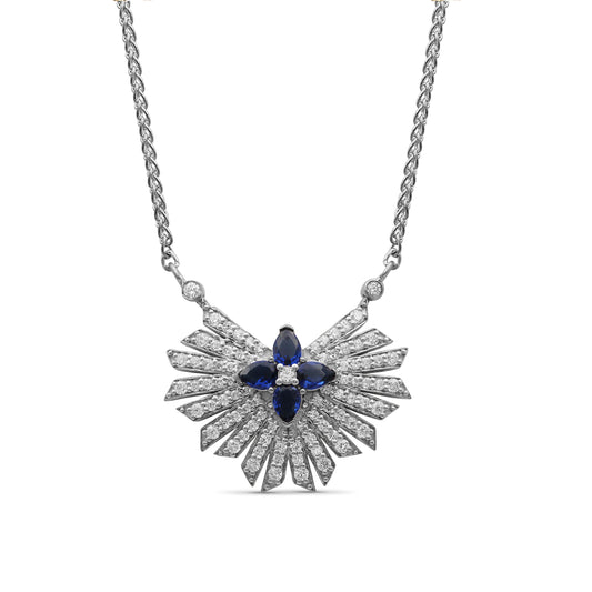 Sunray Sapphire 0.80ct and Diamond 0.85ct Pendant in 18K Gold