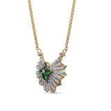 Sunray Emerald 0.55ct and Diamond 0.85ct Pendant in 18K Gold