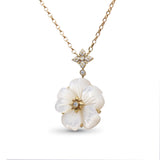 Colorbloom 22mm White Mother of Pearl and White Diamond 0.18ct Pendant in 18K Gold