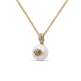 Pearlicious 10mm White Pearl and White Diamond Pendant in 18K Gold