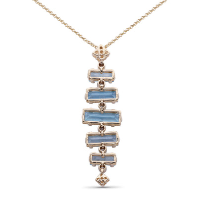 Luxury Aurora Swiss Blue Topaz and 0.15ct Diamond Pendant in 18K Gold