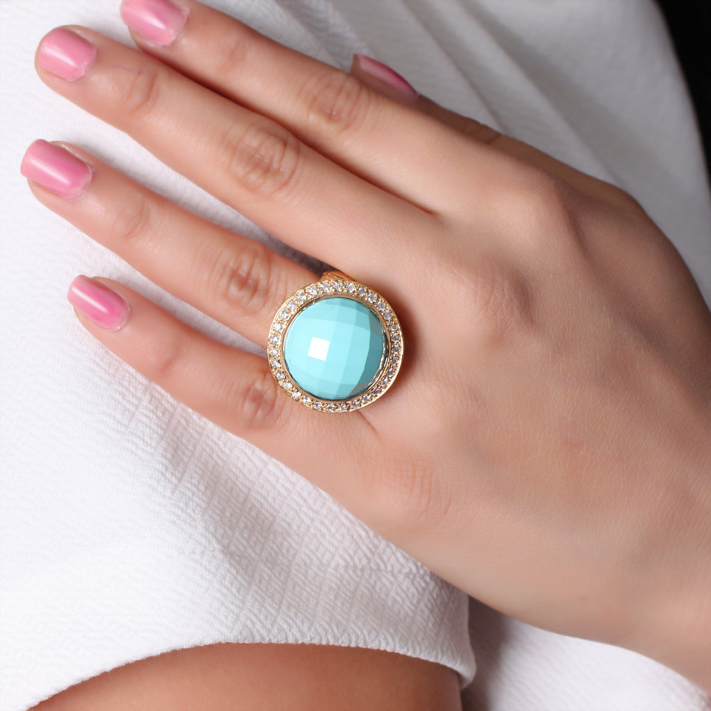 Luxury Turquoise and Diamond 0.45ct Ring in 18K Gold