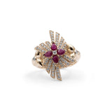 Sunray Ruby 0.68ct and Diamond 0.47ct Ring in 18K Gold