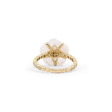 Colorbloom 14mm White Mother of Pearl Flower and White Diamond 0.20ct Ring in 18K Gold