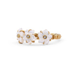 Colorbloom 8mm White Mother of Pearl Flower and White Diamond Ring in 18K Gold