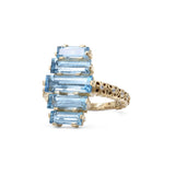 Luxury Aurora Swiss Blue Topaz and Diamond 0.10ct Ring in 18K Gold