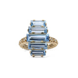 Luxury Aurora Swiss Blue Topaz and Diamond 0.10ct Ring in 18K Gold