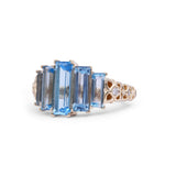 Luxury Aurora Swiss Blue Topaz and 0.15ct Diamond Ring in 18K Gold