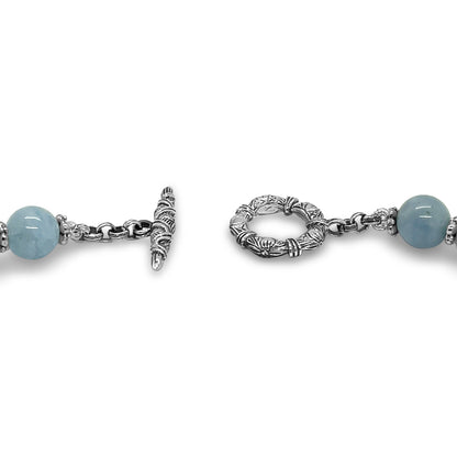 Garden of Stephen Aquamarine Bead Necklace in Sterling Silver
