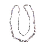 Pearlicious Silver Pearl and Engraved Sterling Silver Necklace