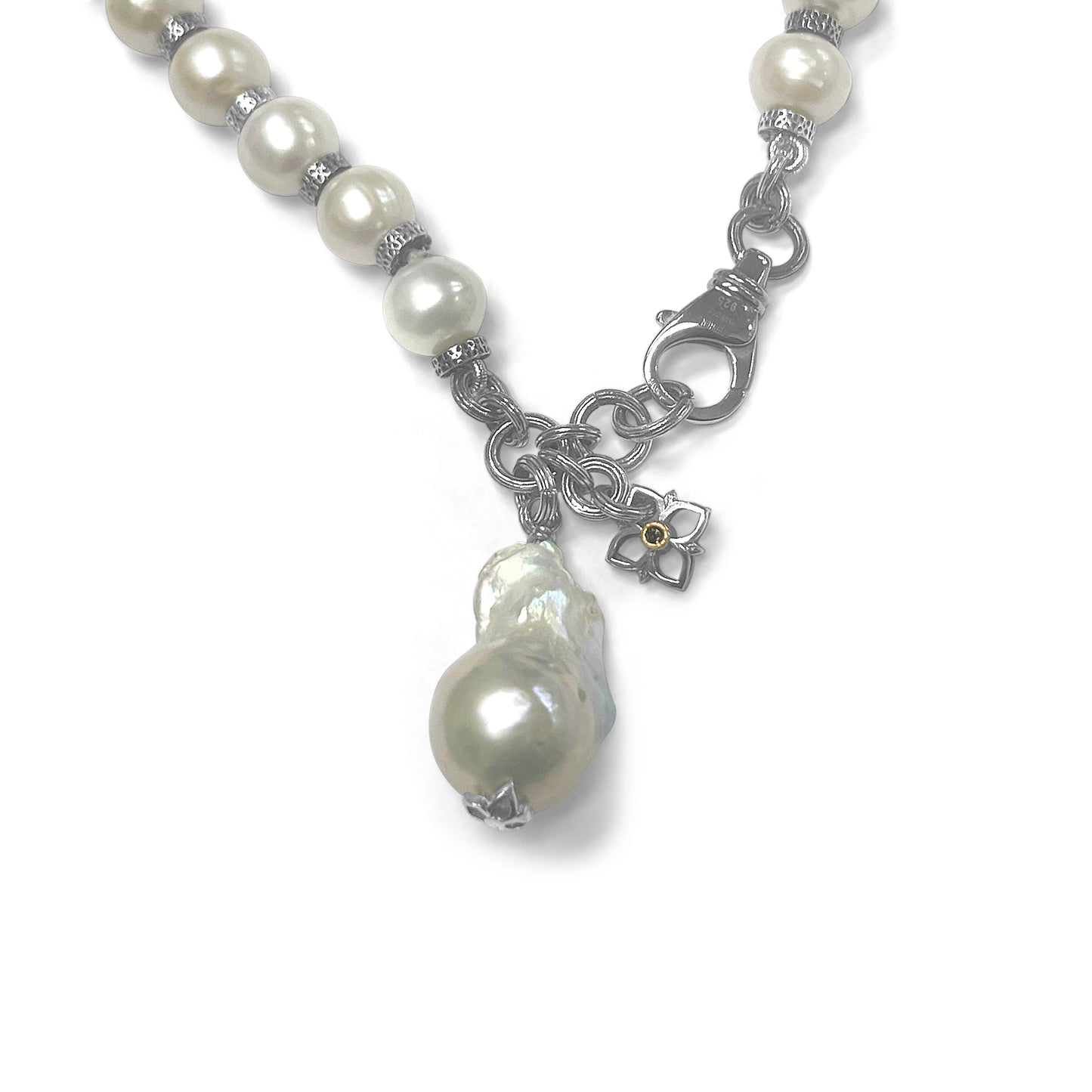Pearlicious White Pearl Necklace in Sterling Silver