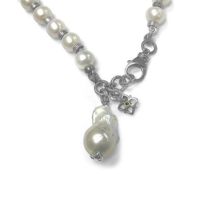 Pearlicious White Pearl Necklace in Sterling Silver