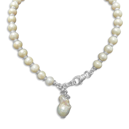 Pearlicious White Pearl Necklace in Sterling Silver