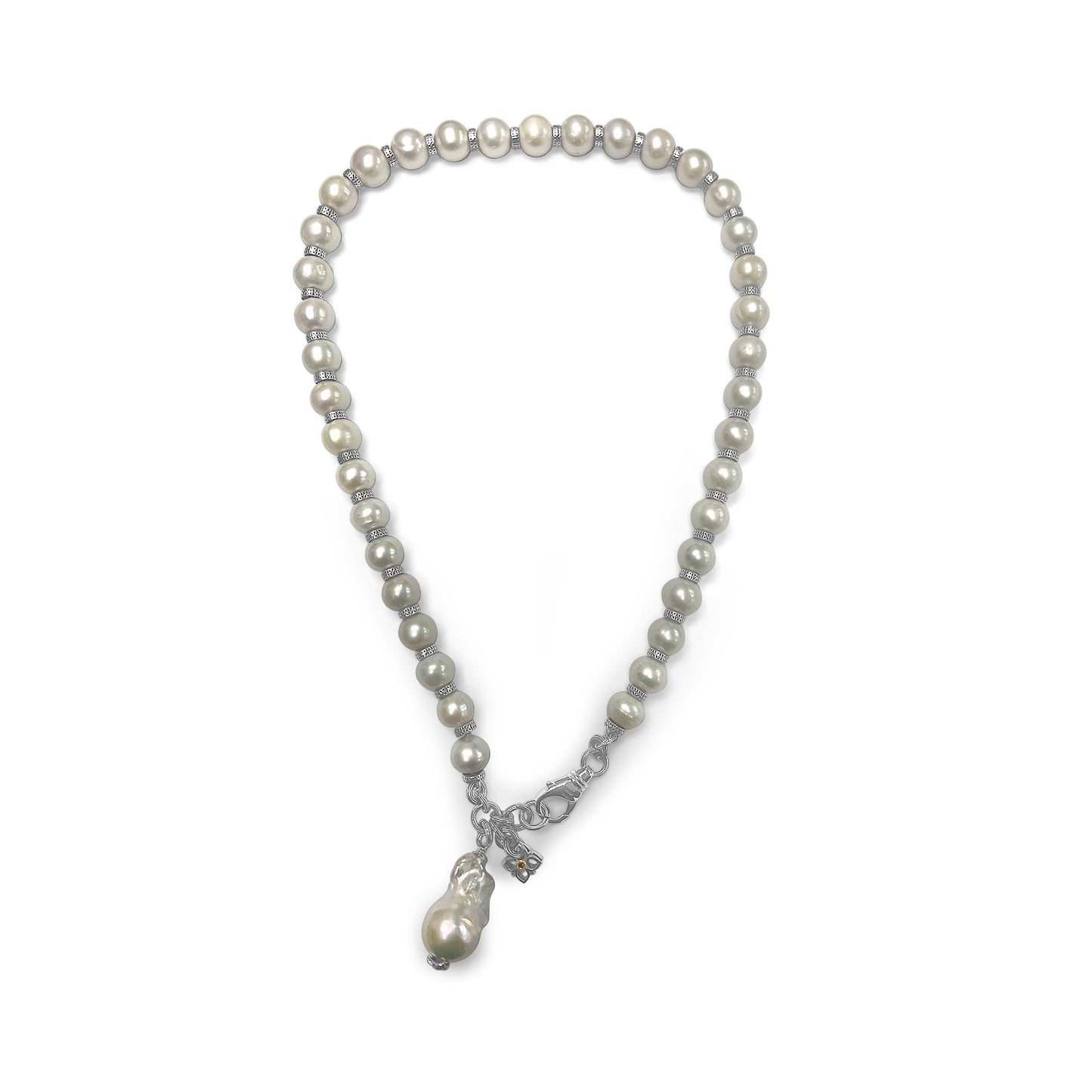 Pearlicious White Pearl Necklace in Sterling Silver