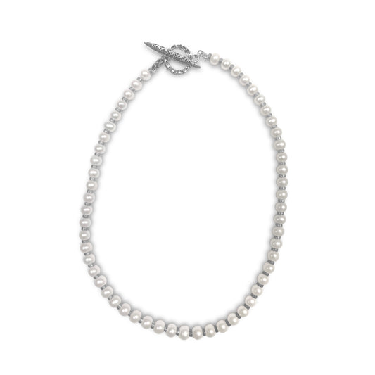 Pearlicious White Pearl Necklace in Sterling Silver