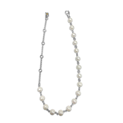 Pearlicious White Pearl Necklace in Sterling Silver