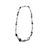 Terraquatic Black Agate and Baroque Pearl Necklace in Sterling Silver