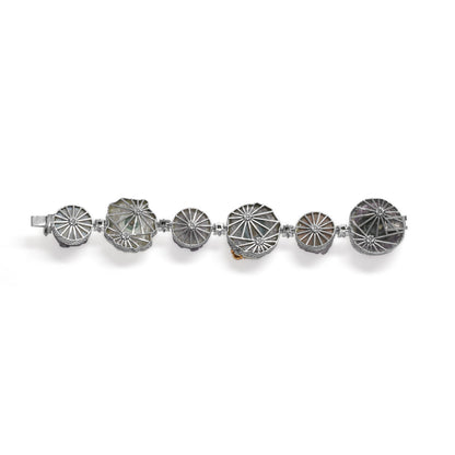 One of a Kind Amethyst Crust Drusy Natural Quartz facet Top over Stalactite Slice Doublet and Diamond 0.13ct Bracelet in Sterling Silver with 18K Gold Diamond Pave Adam