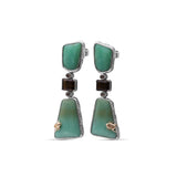 One of a Kind Chrysoprase Cognac Quartz and Diamond 0.21ct Earring in Sterling Silver with 18K Gold Adam