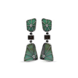 One of a Kind Chrysoprase Cognac Quartz and Diamond 0.21ct Earring in Sterling Silver with 18K Gold Adam