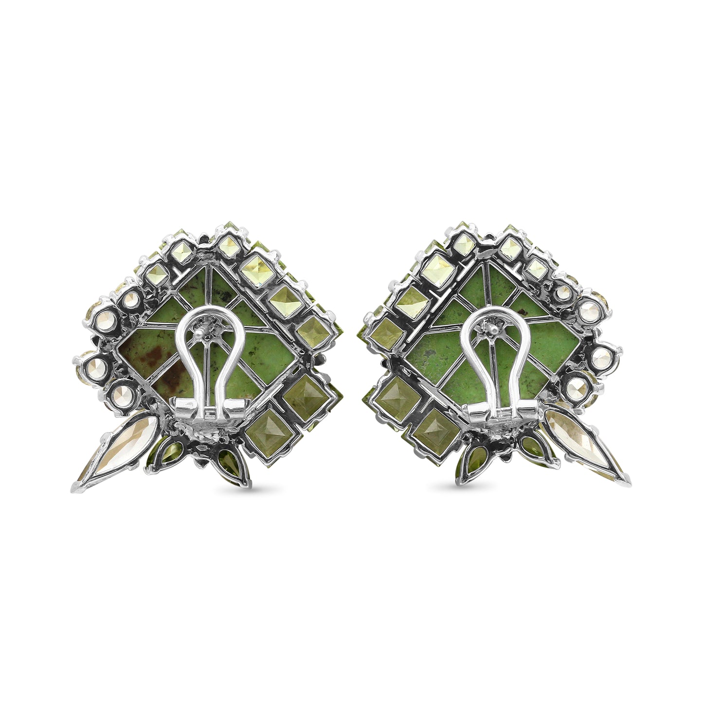 One of a Kind Lemon Quartz Facet Peridot Green Turquoise Earring in Sterling Silver with 18K Gold Adam