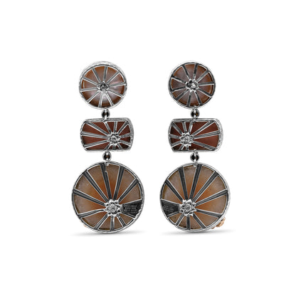 One of a Kind Hand Carved Natural Quartz Top Over Picasso Jasper Natural Quartz Top Over Picasso Jasper Peach mabe Pearl and Diamond 0.23ct Earring in Sterling Silver with 18K Gold Diamond Pave Adam