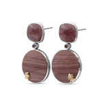 One of a Kind Smooth Imperial jasper Smooth Strawberry Quartz and Diamond 0.20ct Earring in Sterling Silver with 18K Gold Adam
