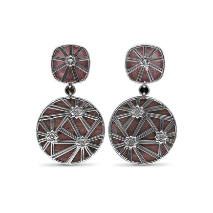 One of a Kind Smooth Imperial jasper Smooth Strawberry Quartz and Diamond 0.20ct Earring in Sterling Silver with 18K Gold Adam
